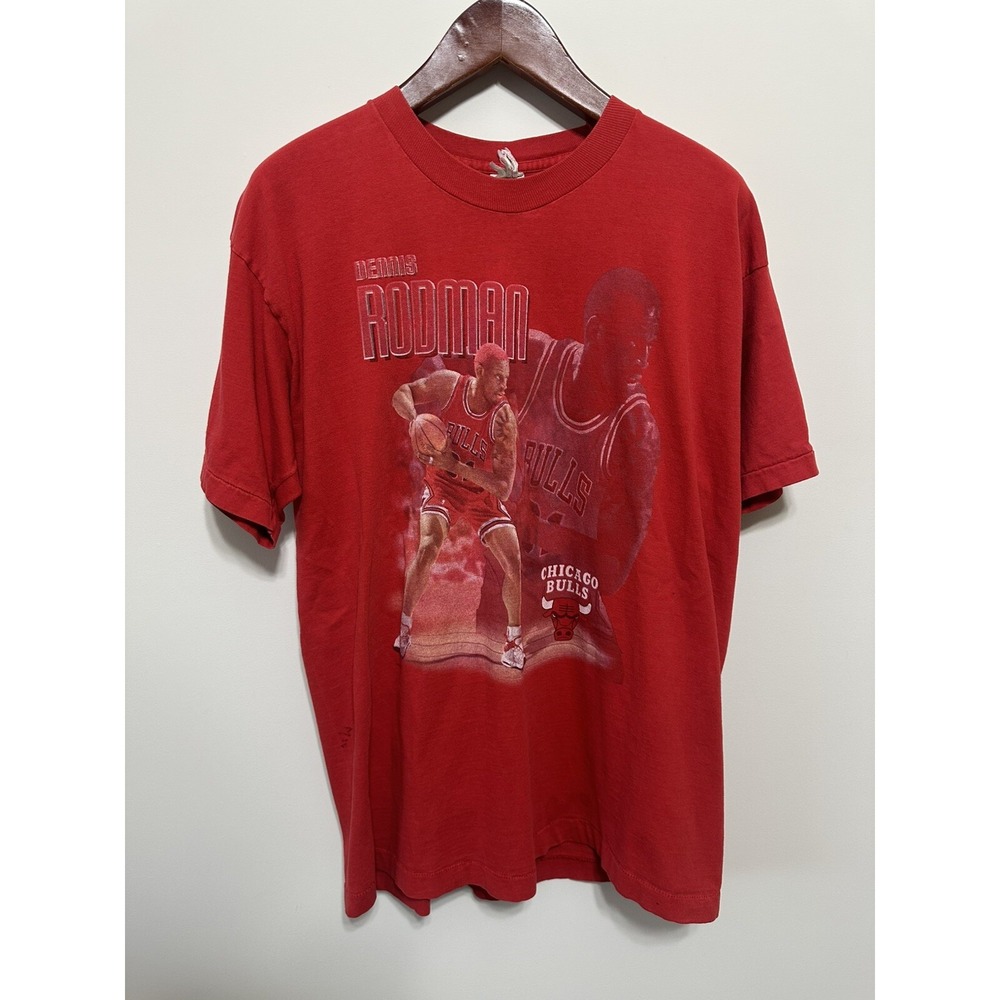 Vintage Dennis Rodman Chicago Bulls Pro Player Shirt Mens XL Red Single Stitch